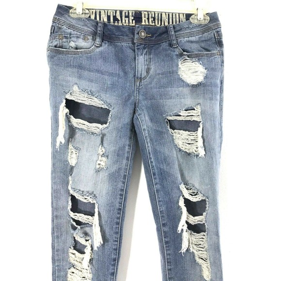 Vintage Reunion Rewash Jeans Womens Size 2 Skinny Distressed Destroyed‎ - Picture 6 of 8